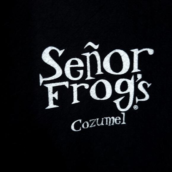 Senor Frogs Mens Shirt Size Medium Black Button Front Short Sleeves Cott… - Picture 9 of 14